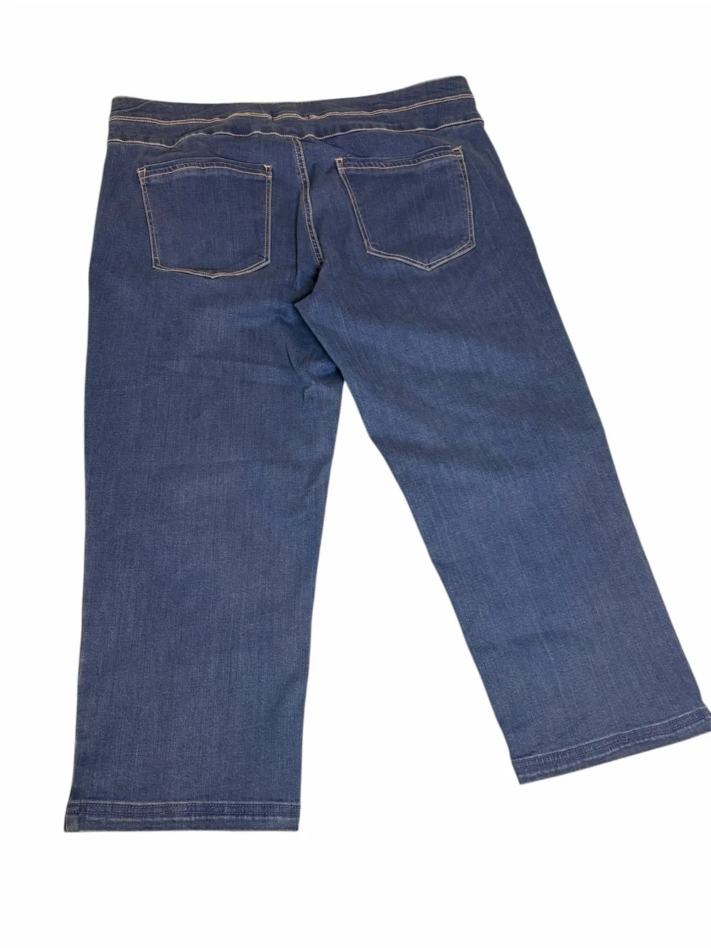 reCreation Dark Rinse Straight-Leg Cropped Stretch Pull On Jeans Plus Size 14